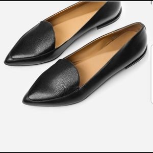 Everlane Modern Pointed Toe Black Leather Flats 10
